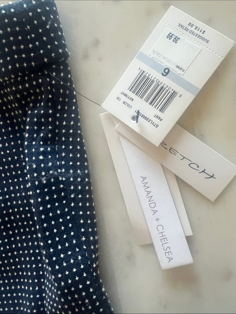Amanda + Chelsea Navy Micro-Pattern Pants - Picture 3 of 8